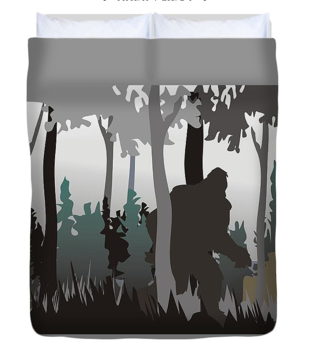 "Silhouettes" - Bigfoot Print Fleece Blanket - Olheiser Art