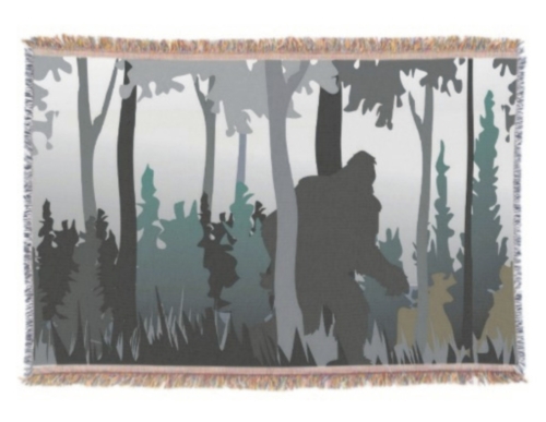 "Silhouettes" - Bigfoot Print Throw Blanket