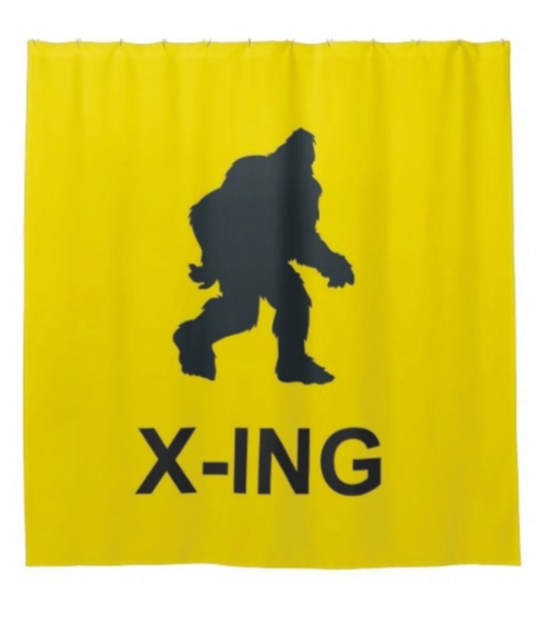 "Bigfoot Crossing" - Bigfoot Print Shower Curtain - Image 2