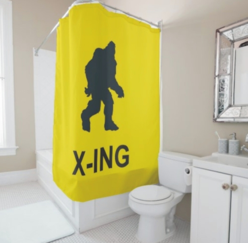 "Bigfoot Crossing" - Bigfoot Print Shower Curtain