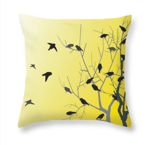 "Countryscapes" - 20"x20" Blackbird Print Throw Pillow