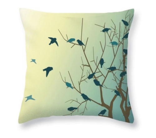 "Countryscapes" - 20"x20" Bluebird Print Throw Pillow