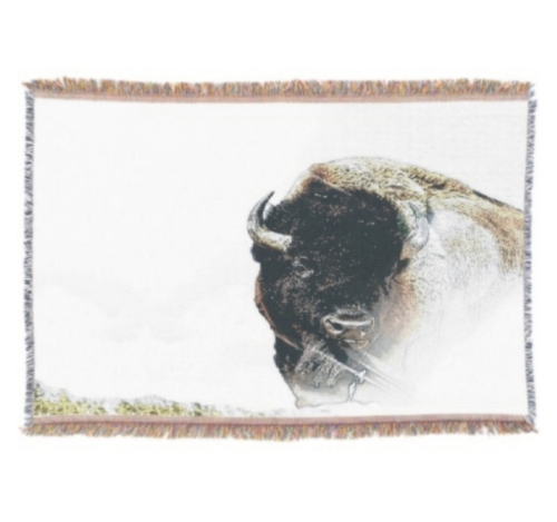 "Dakota Wild" - Buffalo Print Throw Blanket - Image 2