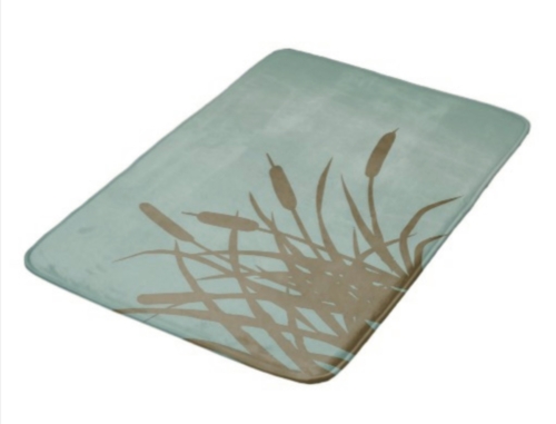 "Countryscapes" - Cattail Print Bath Mat