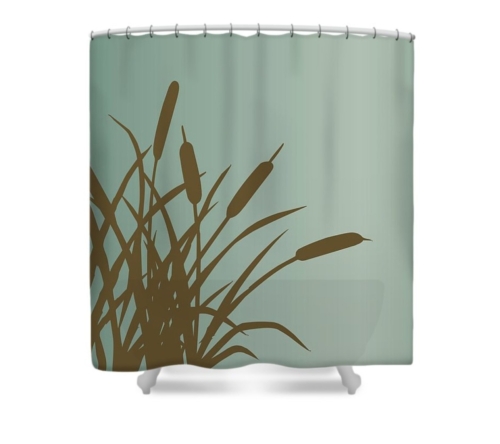 "Countryscapes" - Cattail Pattern Shower Curtain - Image 2