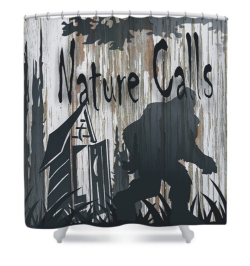 "Bigfoot Nature Calls" - Shower Curtain